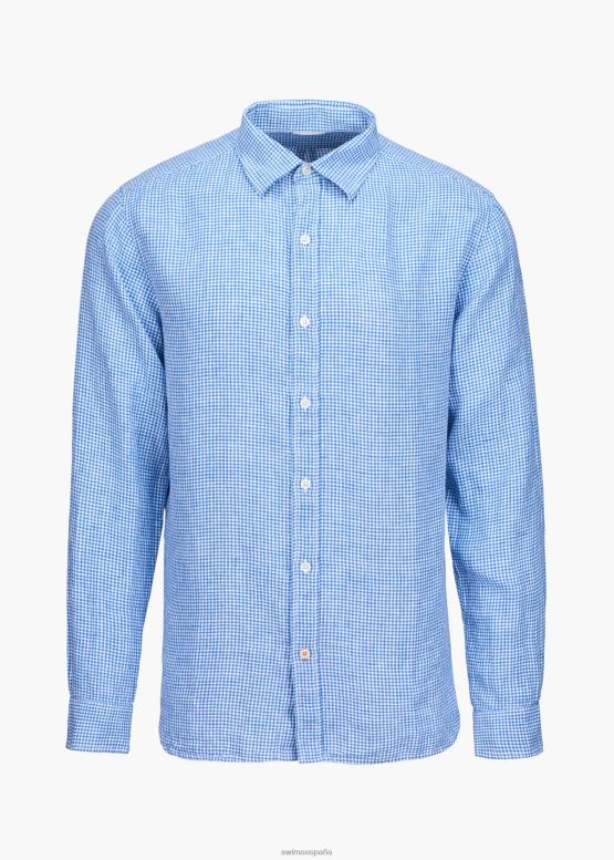 SWIMS alférez guinga azul camisa amalfi de lino a cuadros ropa 2X0TR256 - Image 1