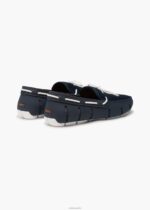 SWIMS azul marino/blanco mocasín de encaje trenzado zapato 2X0TR59 - Image 3