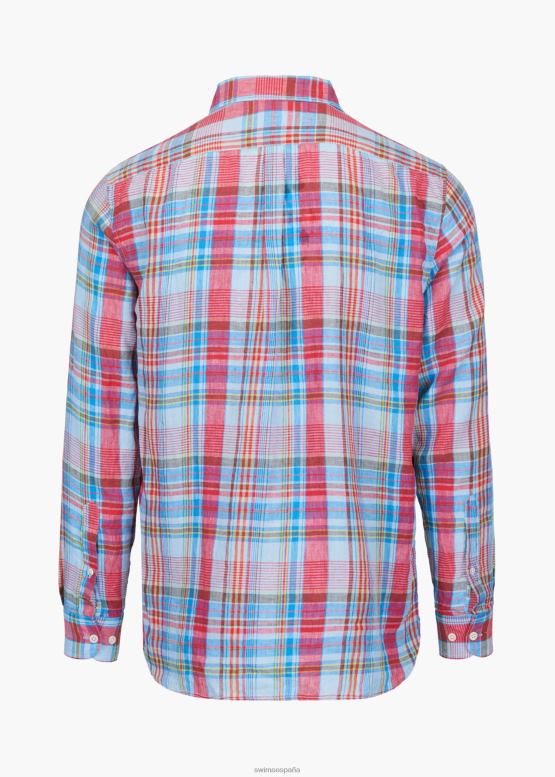 SWIMS spray azul a cuadros camisa amalfi de lino a cuadros ropa 2X0TR196 - Image 4